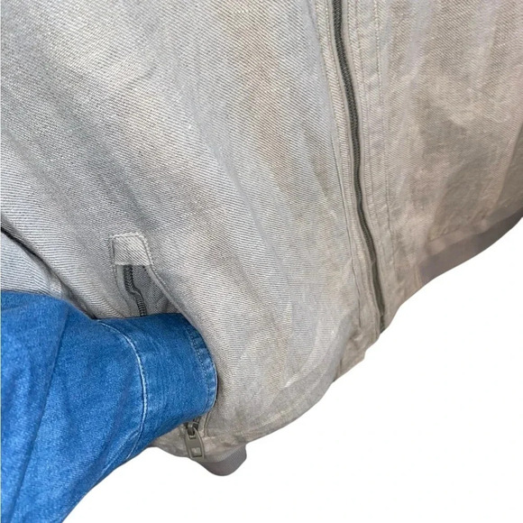 Zara Linen Beige Smooth bomber jacket classic minimalist Members only Coded Fall - Picture 6 of 7